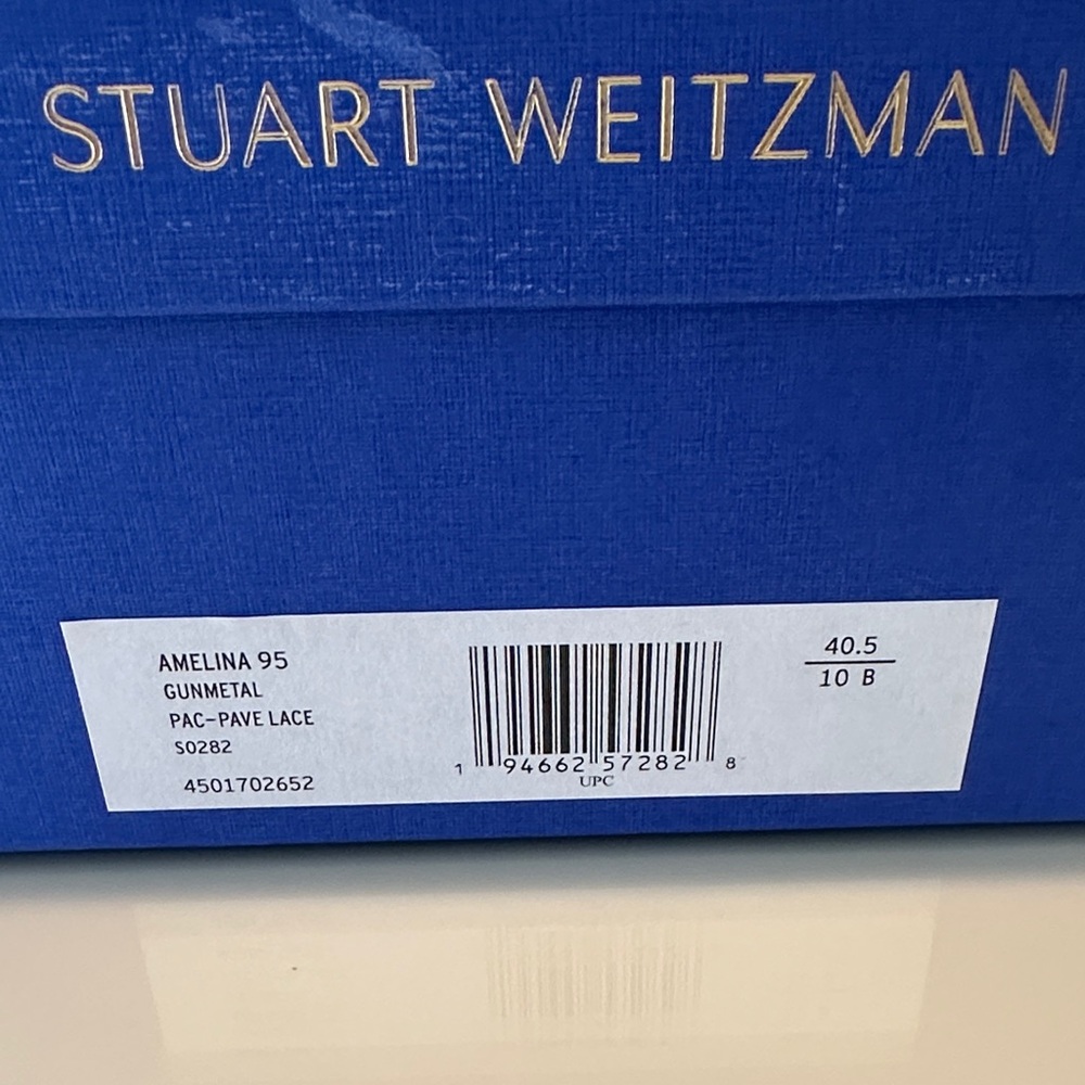 NWT Stuart Weitzman Amelina Gunmetal Glitter Heels - Picture 4 of 11